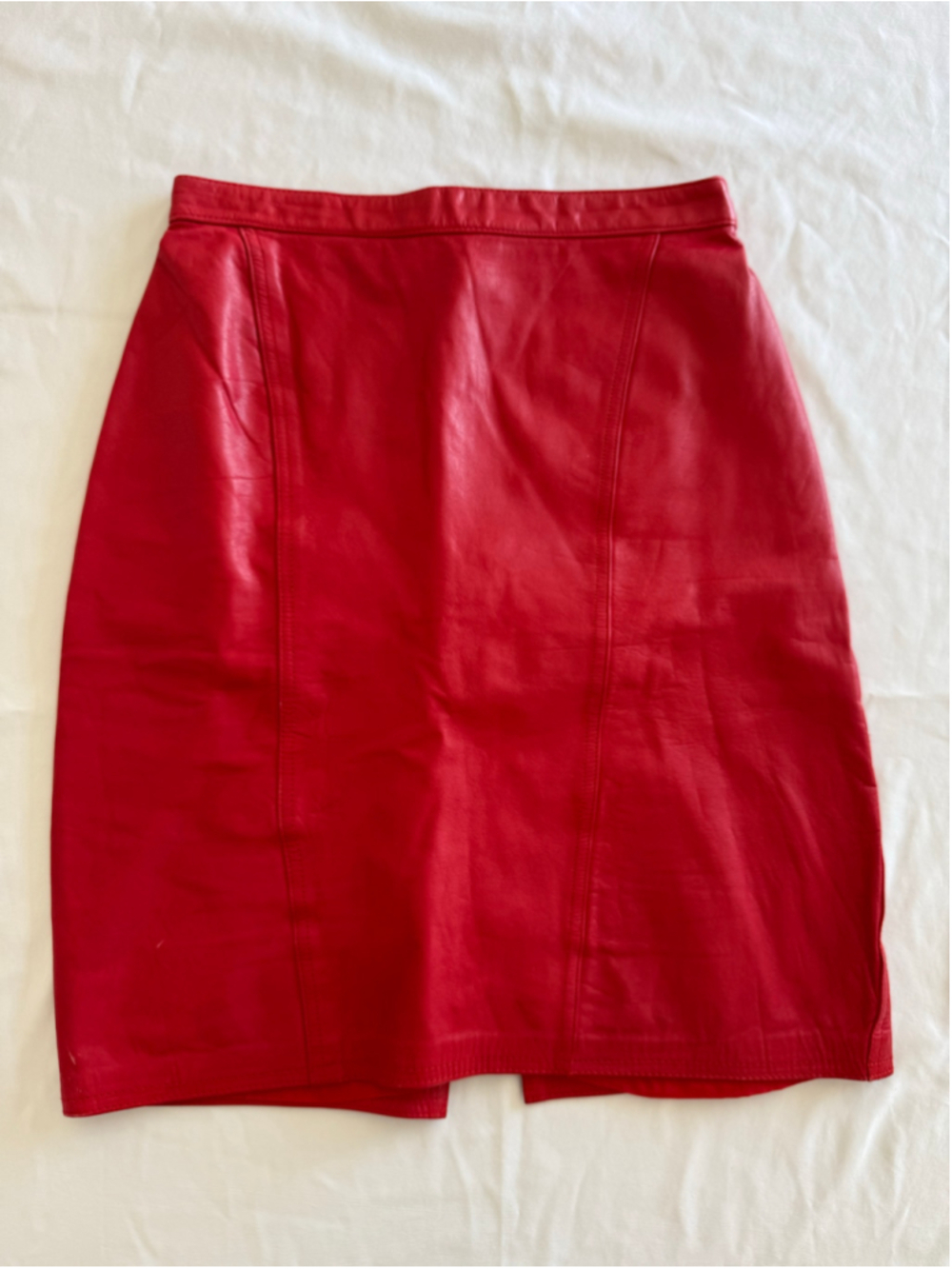 Women's Vintage Sarah Taylor Collections Red Leather Pencil Skirt Size 12